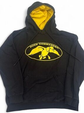 Duck Commander Womens Hoodie Kangaroo Pocket Size Medium Pullover Black Yellow